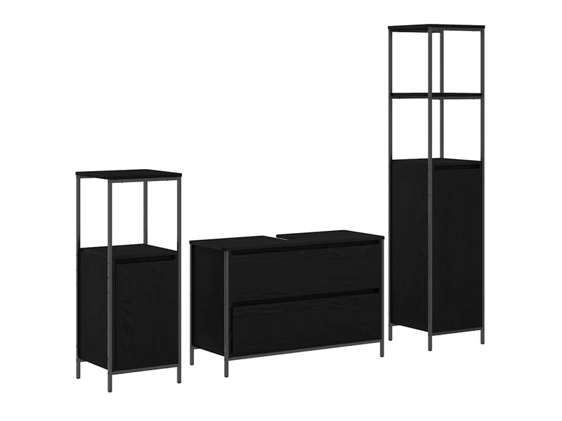 Ensemble de mobilier de salle de bain 3 pc chêne noir cf64330  - Conforama A