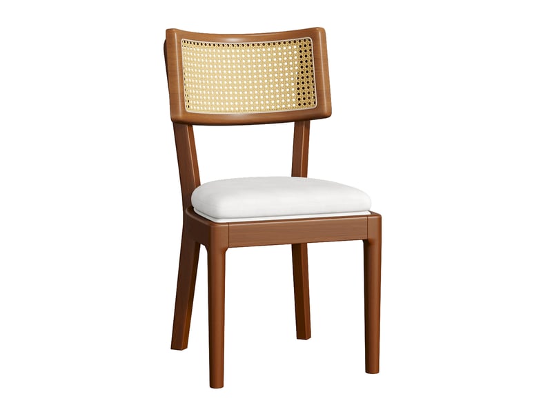  Lot de 4 chaises de salle à manger,50x58x88 cm,bois et rotin,coloris noyer  - Conforama A