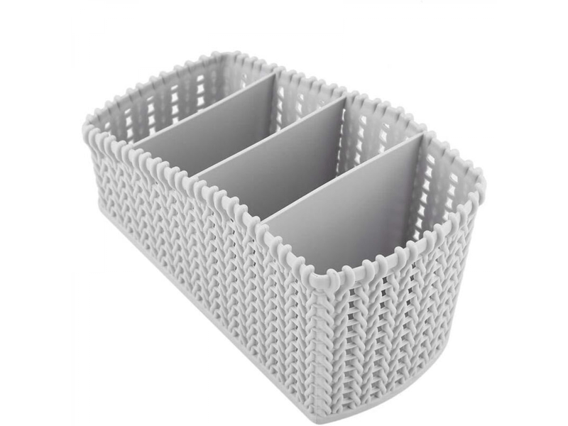 Organisateur de cosmétiques pour comptoir de salle de bain tondeuses à cheveux, boîte de rangement de bureau en rotin multi-grilles  - Conforama C