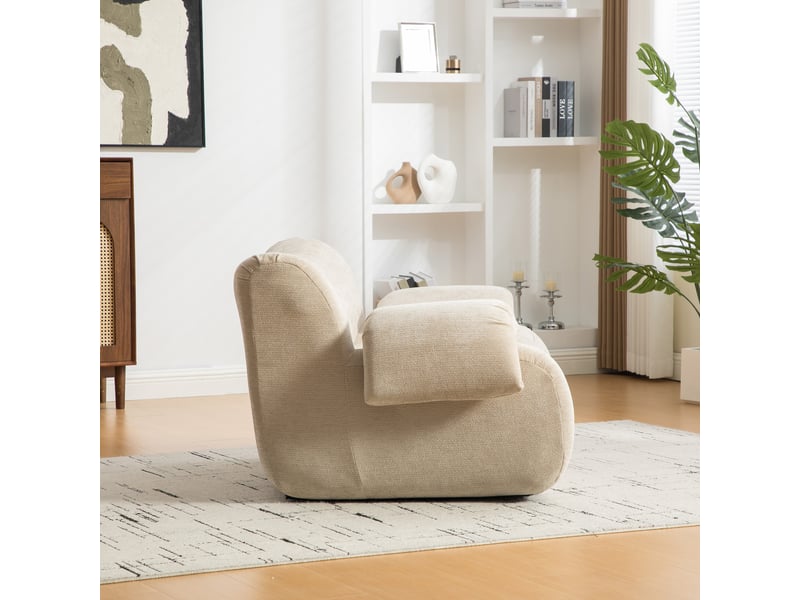  Canapé modulable, canapé de salon : base antidérapante, mousse haute densité, en tissu chenille, kaki clair  - Conforama D