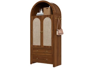 Buffet 2 porte(s) 2 tiroir(s) OKWISH - 80 cm coloris bois foncé