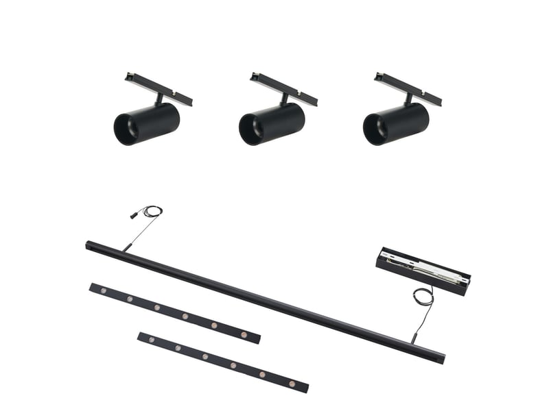 Suspension noire système magnétique 3 spots et 2 profilés led 27w - lyne Lyne - Conforama E