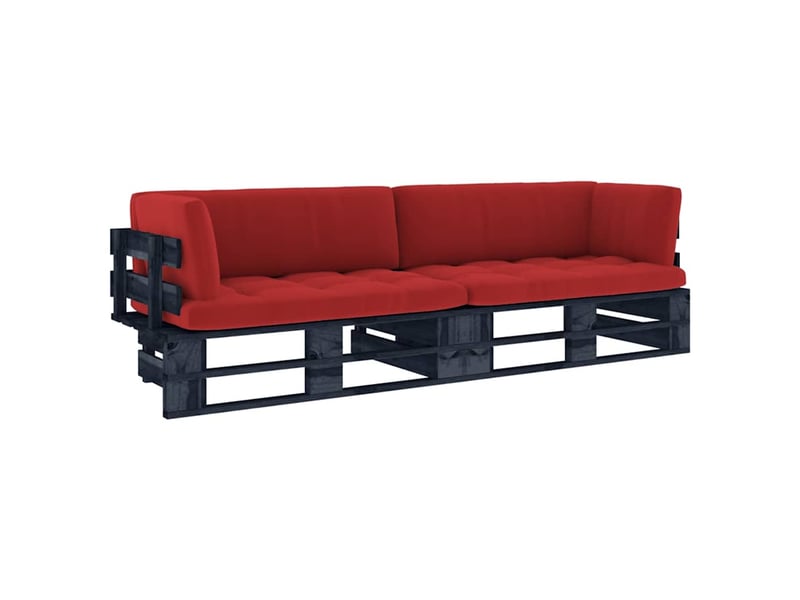  Canapé palette 2 places avec coussins pin imprégné de noir shl8823  - Conforama A