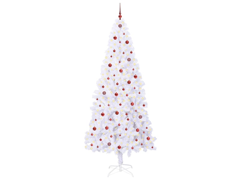  Sapin de noël - arbre de noël artificiel avec 300 led blanc 240 cm pvc et acier  - Conforama C