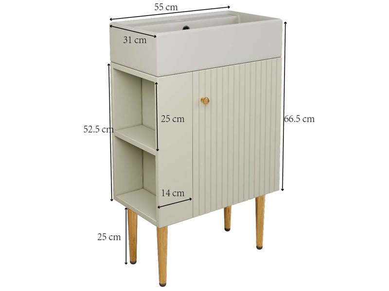 Meuble vasque salle de bain blanc 55 cm avec lavabo intégré - Conforama C