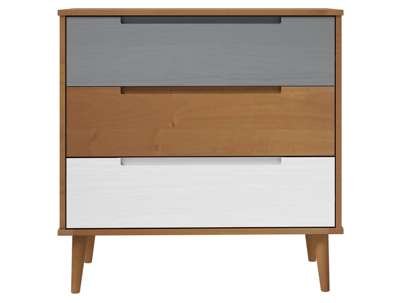  Commode chambre adulte, armoire à tiroirs molde marron 80x40x80 cm bois de pin solide  - Conforama D