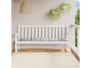 Coussin de banc de jardin, coussin d'assise motif à carreaux gris 200x50x3 cm cf52743