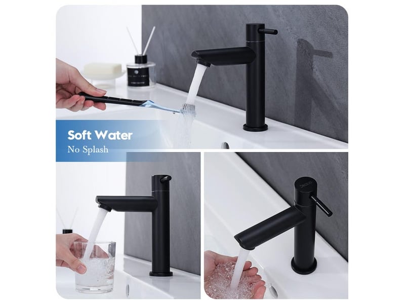  Robinet d'évier à eau froide uniquement, robinet de lavabo à eau froide (convient aux toilettes), acier inoxydable noir mat HRC0002000LY - Conforama D