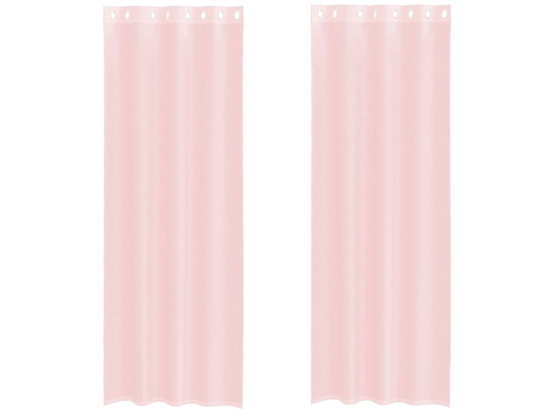  Lot de 2 rideaux en voile, voilages avec œillets rose clair 140x300 cm cf44406  - Conforama A