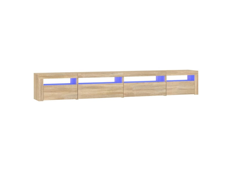 Meuble tv - banc tv - meuble de rangement avec lumières led chêne sonoma 270x35x40 cm - Conforama A