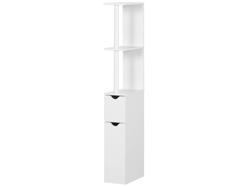  Meuble de salle de bain avec 2 étagères et 2 placards, armoire haute gain de place 15,2 x 29,8 x 118 cm, blanc  - Conforama B