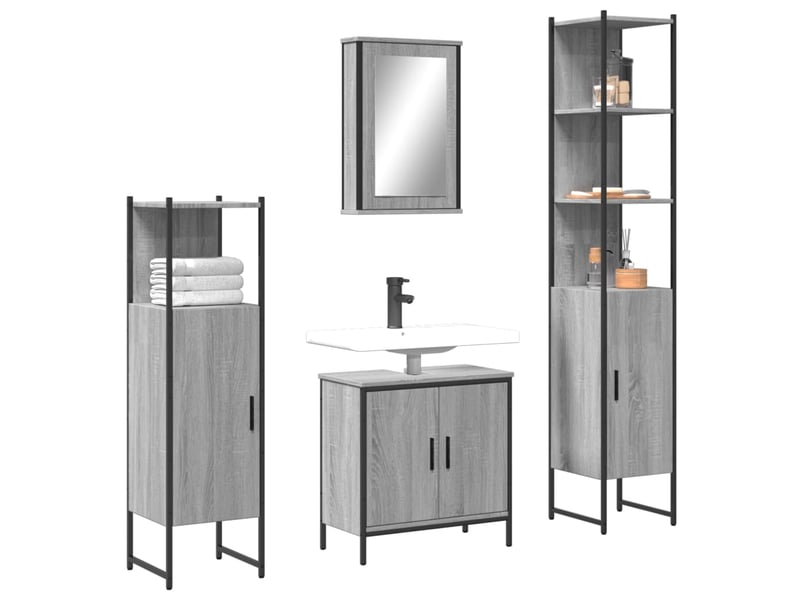 Ensemble de meubles de salle de bain 4 pcs sonoma gris cf63880 - Conforama B