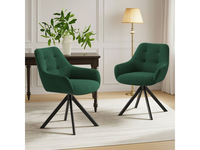  Lot 2 chaise pivotante premium avec demi-accoudoirs - chaise rotation à 360°base métallique haute stabilité, vert  - Conforama B