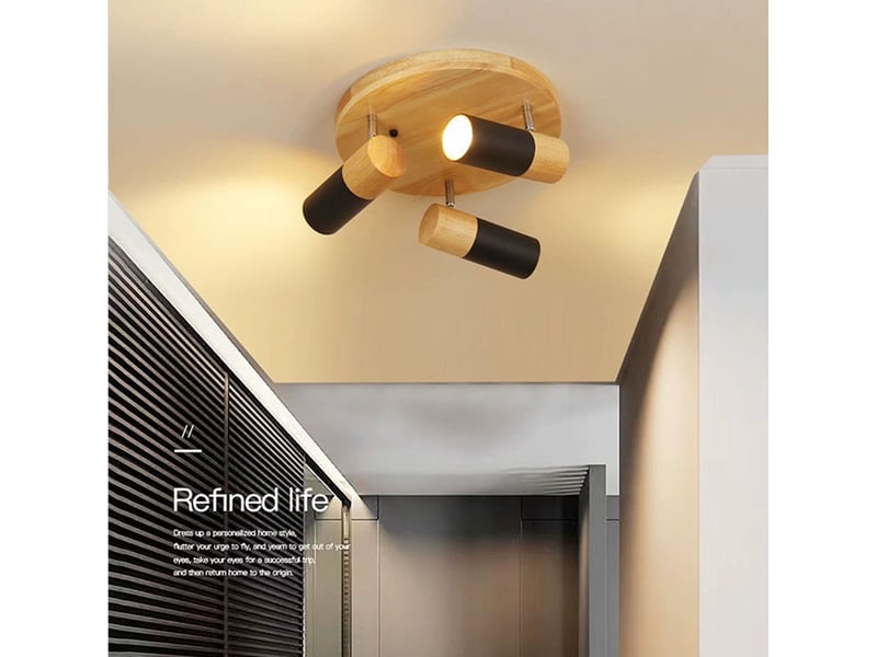  Plafonnier à intensité variable en marron bois – 3 lampes e14  - Conforama D