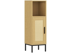 Meuble de salle de bain étroit pose libre avec étagère réglable, coloris naturel, colonne de rangement salle de bain
