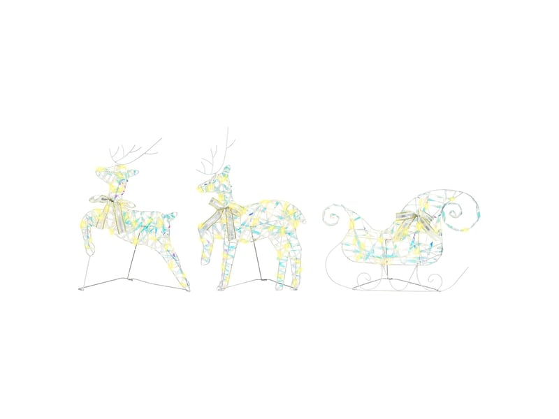  Lot de 3 rennes led, éclairage de noël, décoration de noël 60 led blanc chaud 44 x 18 x 65,5 cm pet cf62079  - Conforama E