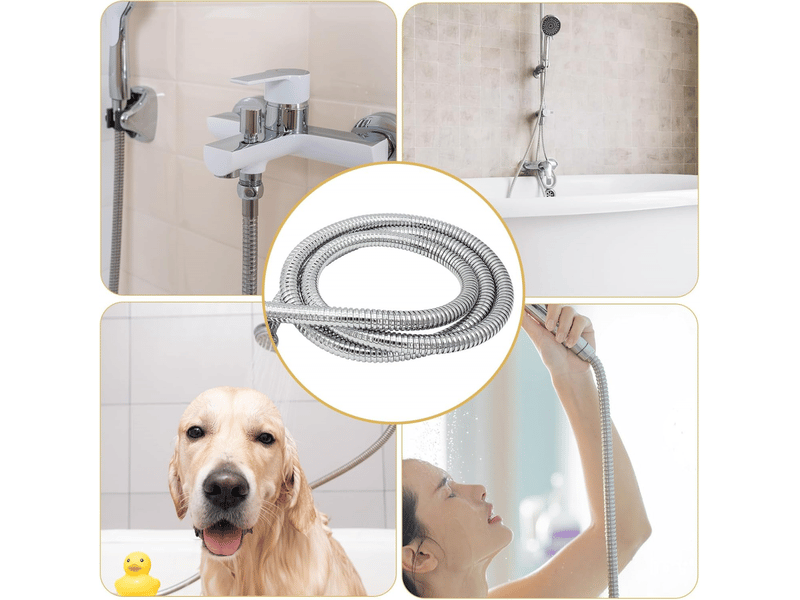 Flexible de douche, 1,2 m (59 pouces), flexible de douche en acier inoxydable, anti-pliage, standard g12, raccords entièrement en cuivre  - Conforama E
