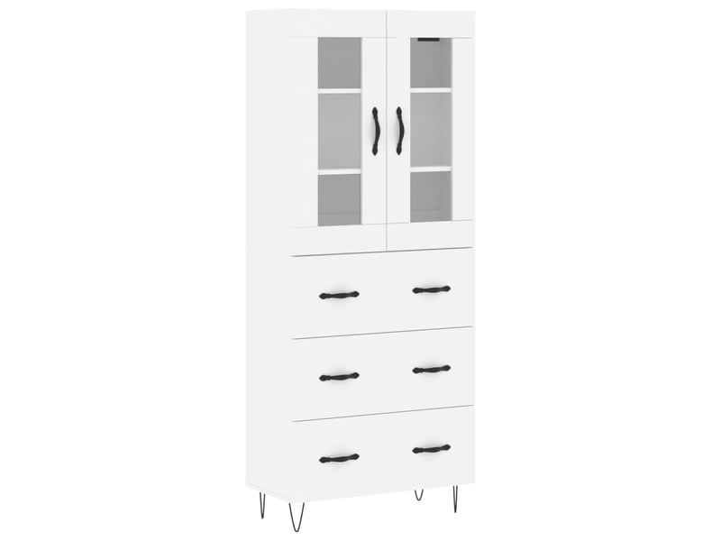  Buffet haut - bahut - meuble de rangement blanc 69,5x34x180 cm bois d'ingénierie  - Conforama A