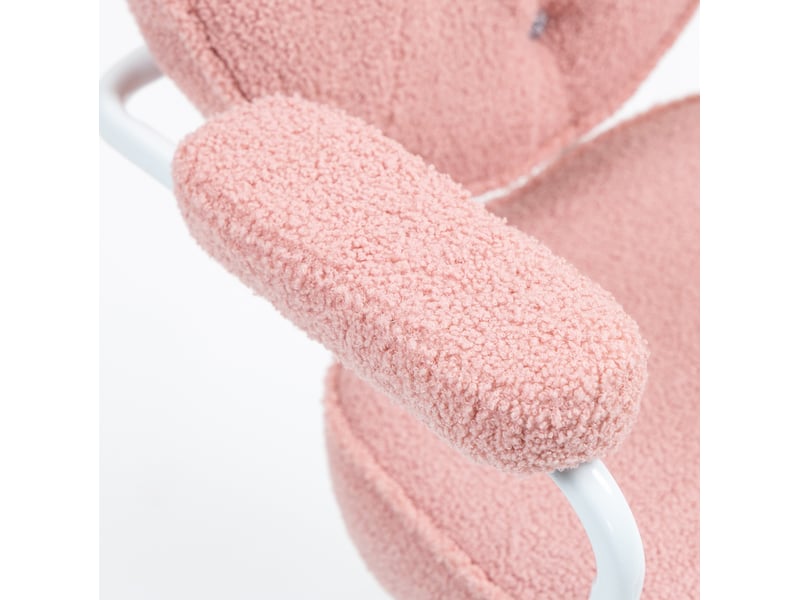  Chaise de bureau ergonomique rose en tissu effet peluche, réglable et basculante, idéale pour le télétravail  - Conforama D