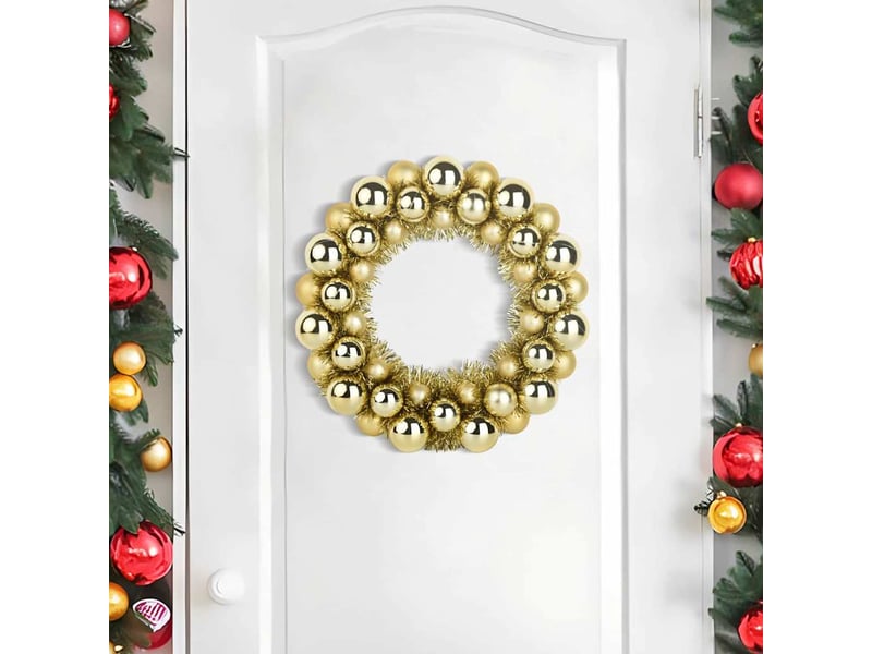  Couronnes de boules de noël 2 pcs doré 33 x 33 x 7 cm  - Conforama C