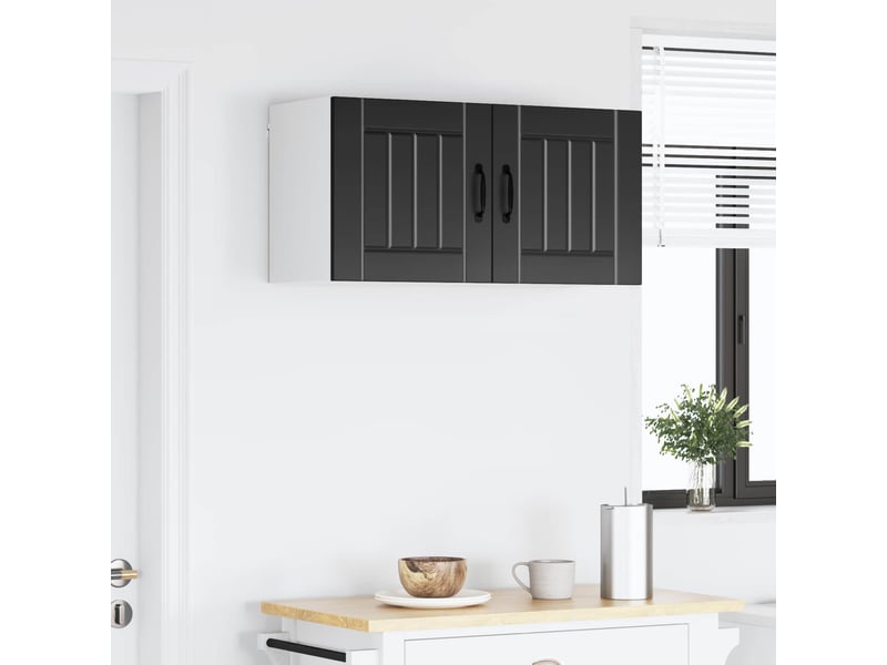  Meuble mural de cuisine | armoire de cuisine 2 pcs noir bois d'ingénierie shl416  - Conforama D