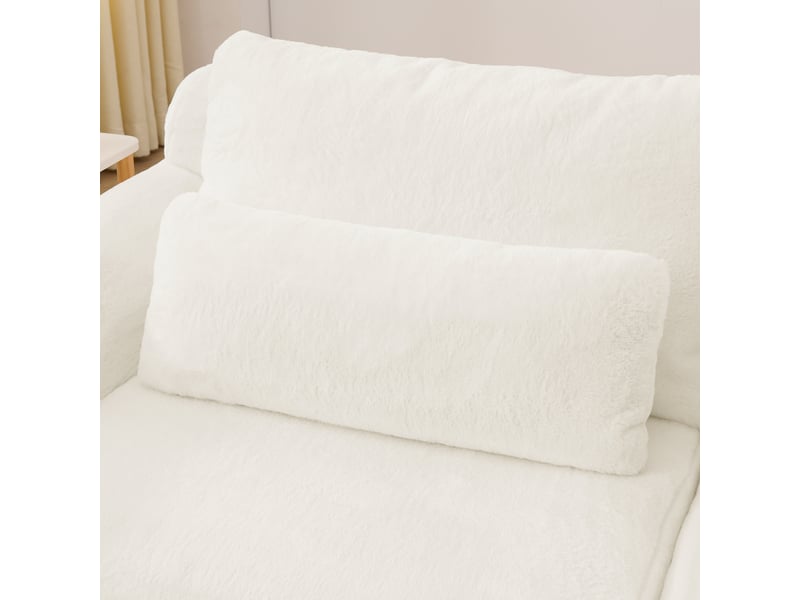 Canapé 2 places en fausse fourrure beige avec ports usb et poche latérale – cosy pour petit espace, coforama - Conforama E