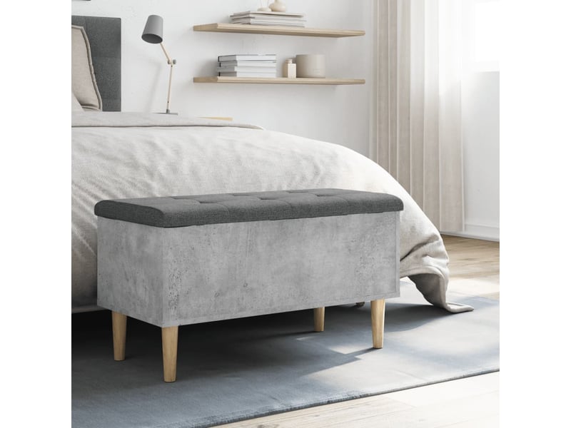  Banc chambre, banc de rangement gris béton 82x42x46 cm bois d'ingénierie  - Conforama C