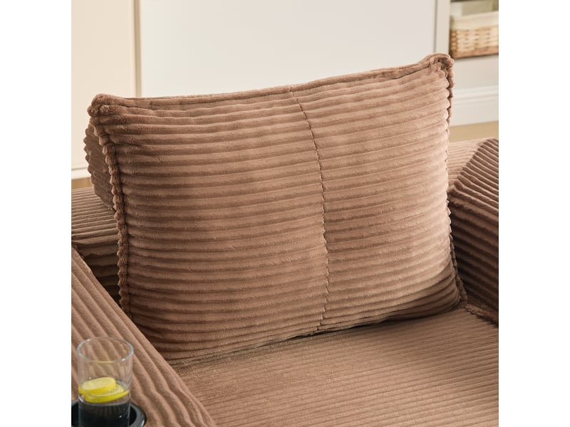  Canapé convertible 2 places en velours côtelé marron avec dossier en mousse à mémoire de forme  - Conforama R