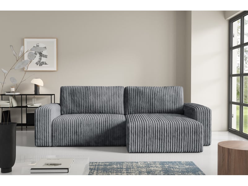  Canapé d'angle convertible cord fano gris  - Conforama B