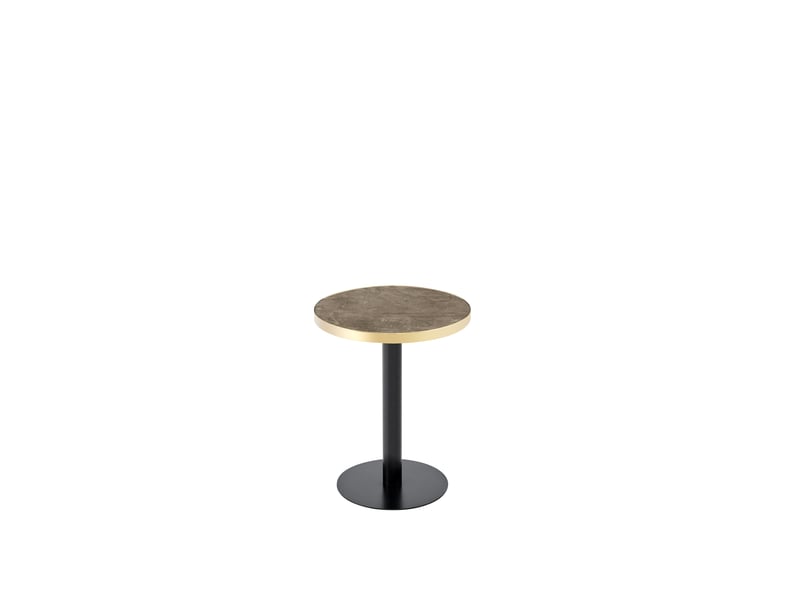  Table d’appoint ronde moderne, plateau effet marbre bord doré, structure en métal noirdoré  - Conforama D