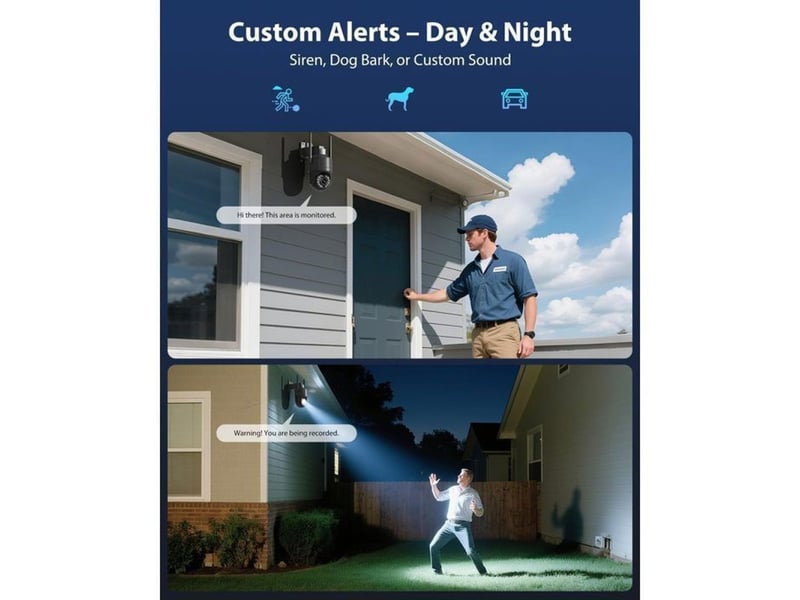 Caméra de sécurité extérieure ptz dôme 4k wifi double bande avec détection ia, projecteur couleur et sirène 149519_AABJY29593_6_DROPFR - Conforama C