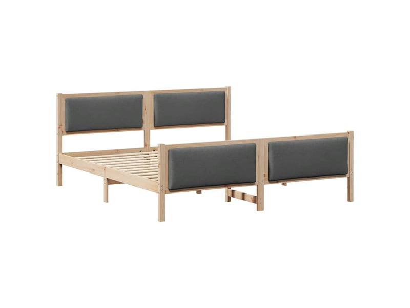  Lit double- lit adulte -  cadre de lit avec tête de lit gris foncé 200 x 200 cm tissu  - Conforama A