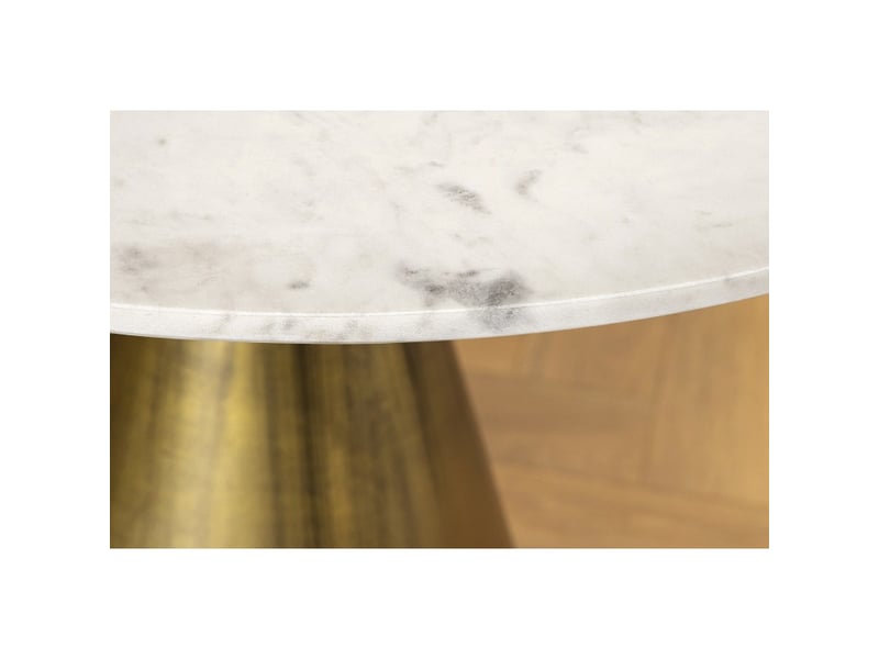  Table ronde solea – marbre blanc et pied or – chic et moderne  - Conforama E