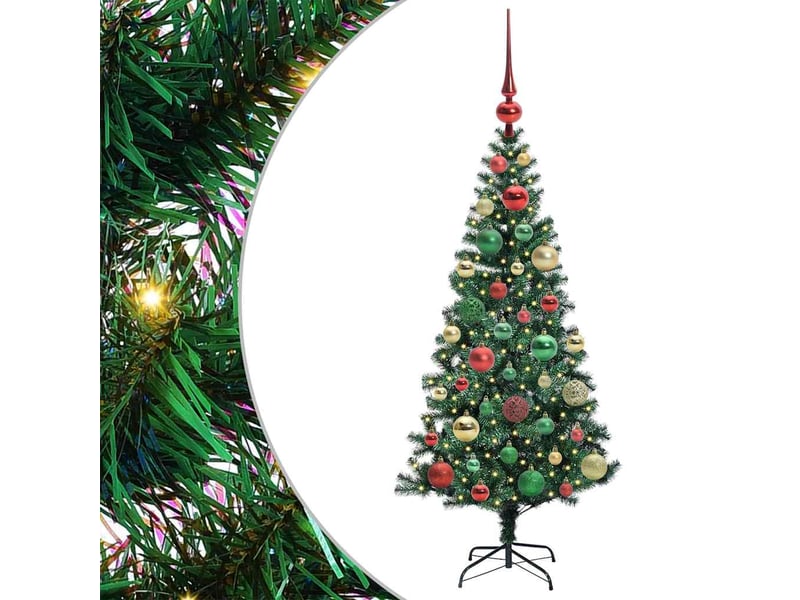 Sapin de noël artificiel, arbre de noël pré-éclairé vert 120 cm pvc et métal shl615 - Conforama A