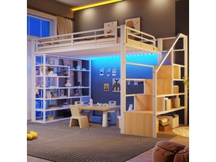 Lit mezzanine 140x200 cm <strong></strong> <strong>Radiant Stride</strong> coloris blanc