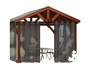 Rideau en tulle imperméable, filtre la lumière, décoration de terrasse, jardin, cour, 2 pièces (132 x 213 cm, gris foncé)