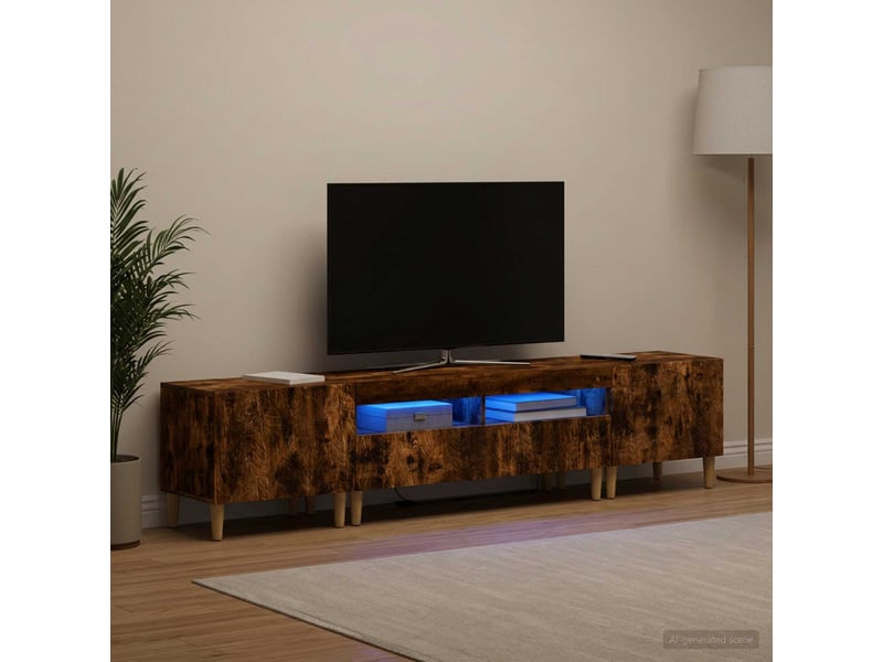Ensemble de 3 meubles tv - banc tv - meuble de rangement led delft chêne fumé bois d'ingénierie - Conforama B