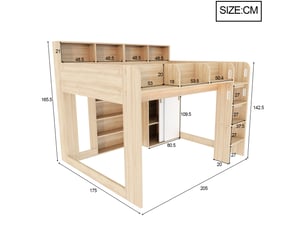 Lit mezzanine 140x200 cm coloris naturel