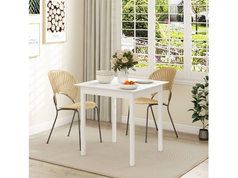  Table 75 x 75 cm blanche en bois, pour 2 personnes, style campagne, idéale cuisine et salle à manger  - Conforama D