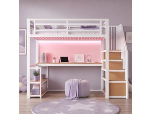 Lit mezzanine 90x200 cm <strong>ELVMI</strong>  <strong></strong> coloris blanc