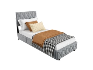 Lit simple 90x190 cm CHICFURN coloris gris