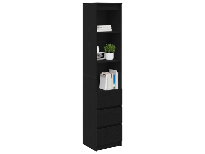  Buffet haut - bahut - meuble de rangement chêne noir 37,5x35x180 cm bois d'ingénierie  - Conforama D
