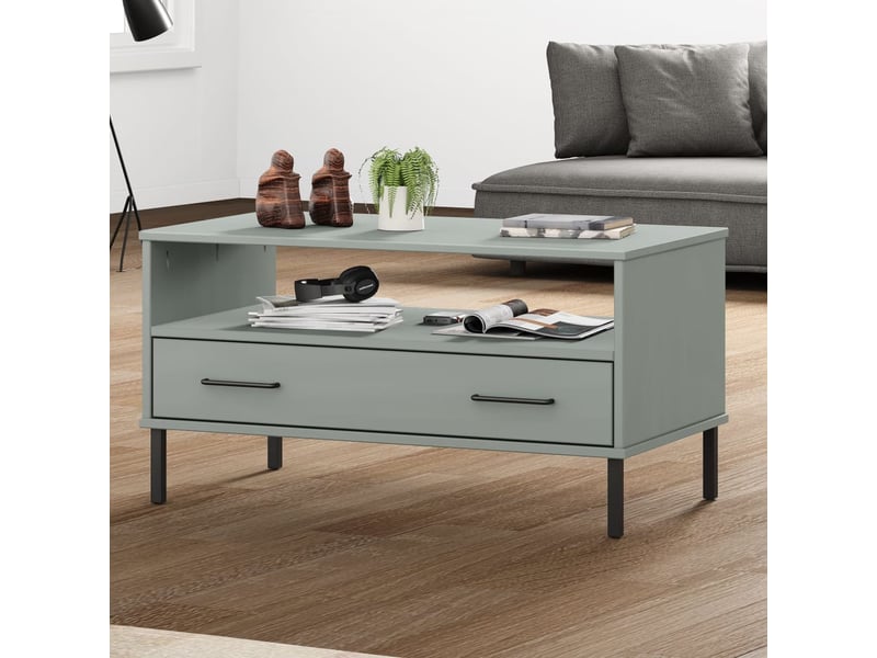  Table basse | table d'appoint salon avec pieds en métal gris 85x50x45 cm bois oslo  - Conforama B