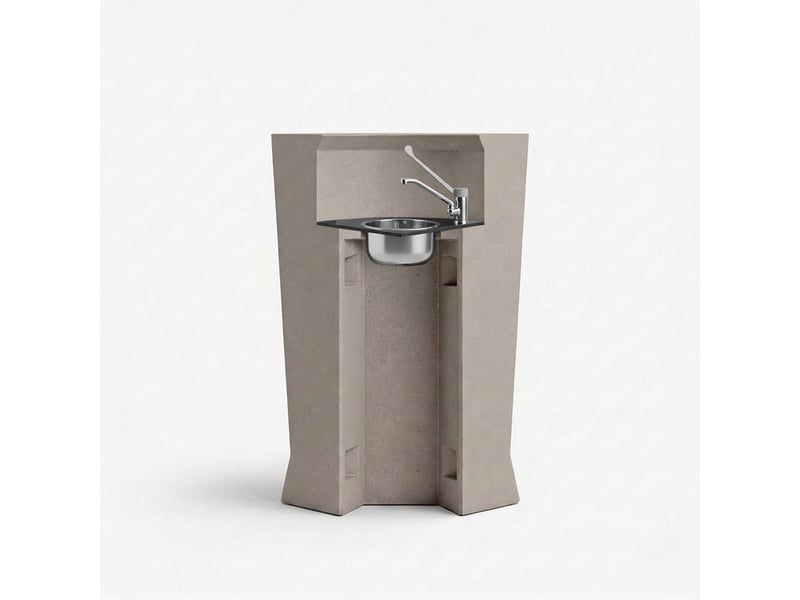 Comptoir de bar avec évier intégré en polyéthylène marvy anthracite - beige - Conforama A