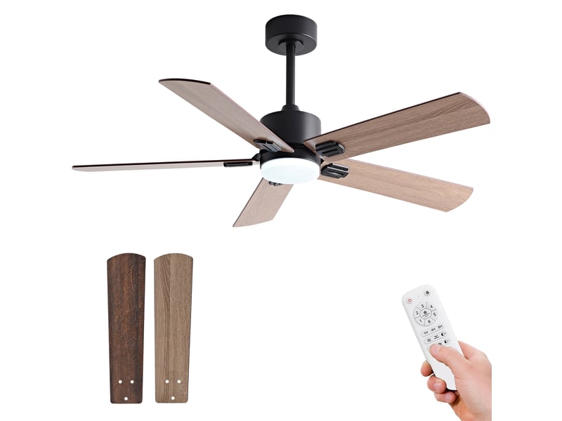  Ventilateur de plafond avec led télécommande 5 pales 6 vitesses d107 cm W5766P467510 - Conforama A