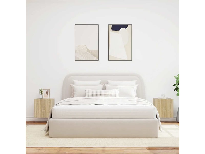  Lot de 2 meuble tv mural avec lumières led chêne sonoma 40,5x35x40 cm  - Conforama C