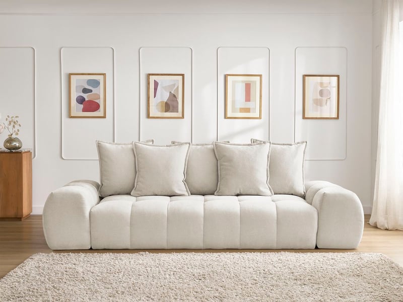  Bobochic canapé droit fixe 3 places everest tissu texturé beige EVEREST - Conforama D