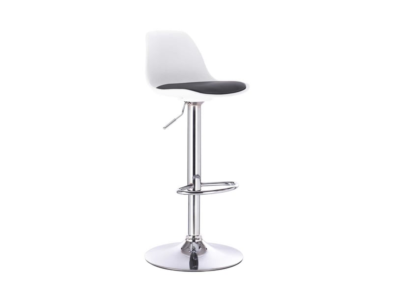  Lot de 2 tabourets de bar réglables pivotants, assise simili cuir avec coussin et dossier SIG blanc noir  - Conforama D