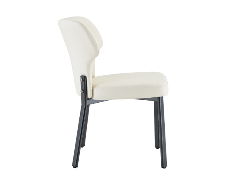  2 chaises de salle à manger en cuir pu, assise rembourrée, cadre métal noir – chaises uniquement  - Conforama D