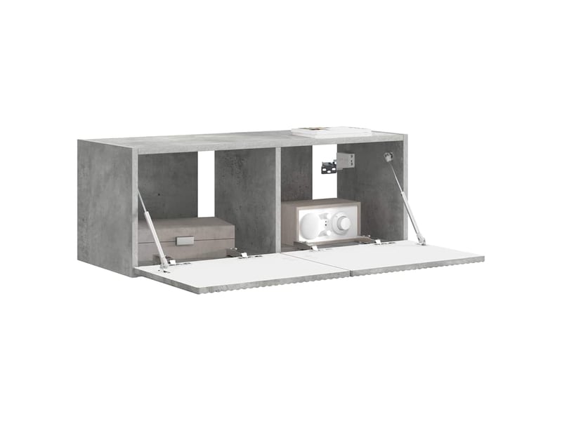  Meuble tv - banc tv - meuble de rangement mural 78,5 x 31 x 29,5 cm béton bois d'ingénierie  - Conforama C